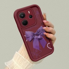 HONTINGA Xiaomi Redmi Note 14 ile Uyumlu Kılıfı Düşüme Önleyici Basitlik Anti Düşme Kamera Korumali Bant Knotu Bordo Desen Yumuşak Silikon Telefon Kılıfı Kadın ve Erkek Için Uygundur K2-7122