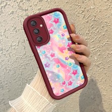 HONTINGA Samsung Galaxy M34 ile Uyumlu Kılıfı Düşüme Önleyici Basitlik Anti Düşme Kamera Korumali Gökkuşağı Kalbi Bordo Desen Yumuşak Silikon Telefon Kılıfı Kadın ve Erkek Için Uygundur K2-7126