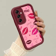 HONTINGA Samsung Galaxy M14 ile Uyumlu Kılıfı Düşüme Önleyici Basitlik Anti Düşme Kamera Korumali Elma Bordo Desen Yumuşak Silikon Telefon Kılıfı Kadın ve Erkek Için Uygundur K2-7125