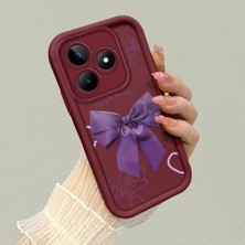 HONTINGA Realme C53 ile Uyumlu Kılıfı Düşüme Önleyici Basitlik Anti Düşme Kamera Korumali Bant Knotu Bordo Desen Yumuşak Silikon Telefon Kılıfı Kadın ve Erkek Için Uygundur K2-7122