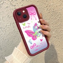 HONTINGA iPhone 15 Plus ile Uyumlu Kılıfı Düşüme Önleyici Basitlik Anti Düşme Kamera Korumali Saç Bantı Knotu Bordo Desen Yumuşak Silikon Telefon Kılıfı Kadın ve Erkek Için Uygundur K2-7123