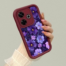 HONTINGA Xiaomi Redmi 13 4g ile Uyumlu Kılıfı Düşüme Önleyici Basitlik Anti Düşme Kamera Korumali Kalp Petalleri Bordo Desen Yumuşak Silikon Telefon Kılıfı Kadın ve Erkek Için Uygundur K2-7124