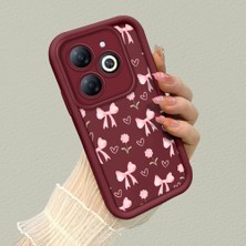 HONTINGA Infinix Smart 8 ile Uyumlu Kılıfı Düşüme Önleyici Basitlik Anti Düşme Kamera Korumali Saç Bantı Knotu Bordo Desen Yumuşak Silikon Telefon Kılıfı Kadın ve Erkek Için Uygundur K2-7123