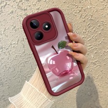 HONTINGA Realme Note 50 ile Uyumlu Kılıfı Düşüme Önleyici Basitlik Anti Düşme Kamera Korumali Elma Bordo Desen Yumuşak Silikon Telefon Kılıfı Kadın ve Erkek Için Uygundur K2-7125