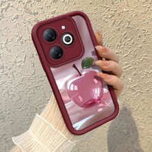 HONTINGA Infinix Smart 8 ile Uyumlu Kılıfı Düşüme Önleyici Basitlik Anti Düşme Kamera Korumali Elma Bordo Desen Yumuşak Silikon Telefon Kılıfı Kadın ve Erkek Için Uygundur K2-7125
