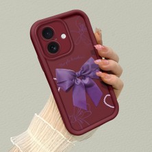 HONTINGA iPhone 16 ile Uyumlu Kılıfı Düşüme Önleyici Basitlik Anti Düşme Kamera Korumali Bant Knotu Bordo Desen Yumuşak Silikon Telefon Kılıfı Kadın ve Erkek Için Uygundur K2-7122