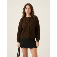 Okka Moda Düğme Detay Kahverengi Hırka