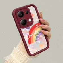HONTINGA Xiaomi Redmi Note 13 Pro 4g ile Uyumlu Kılıfı Düşüme Önleyici Basitlik Anti Düşme Kamera Korumali Gökkuşağı Kalbi Bordo Desen Yumuşak Silikon Telefon Kılıfı Kadın ve Erkek Için Uygundur K2-7126