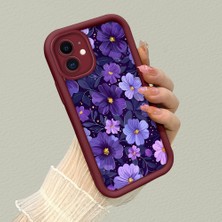 HONTINGA iPhone 12 ile Uyumlu Kılıfı Düşüme Önleyici Basitlik Anti Düşme Kamera Korumali Kalp Petalleri Bordo Desen Yumuşak Silikon Telefon Kılıfı Kadın ve Erkek Için Uygundur K2-7124