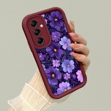 HONTINGA Samsung Galaxy M14 ile Uyumlu Kılıfı Düşüme Önleyici Basitlik Anti Düşme Kamera Korumali Kalp Petalleri Bordo Desen Yumuşak Silikon Telefon Kılıfı Kadın ve Erkek Için Uygundur K2-7124