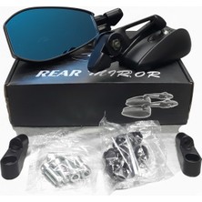 GTEM Mp-43 Cnc Siyah Cafe Racer Ayna Takım Mavi Cam