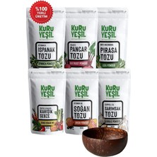 Kuru Yeşil  Mega Sebze Paketi – 600 Gr | Ispanak, Pancar, Pırasa, Karışık Sebze, Soğan, Sarımsak + Hindistan Cevizi Kasesi