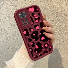 HONTINGA Xiaomi Redmi Note 11 ile Uyumlu Kılıfı Düşüme Önleyici Basitlik Anti Düşme Kamera Korumali Kalp Petalleri Bordo Desen Yumuşak Silikon Telefon Kılıfı Kadın ve Erkek Için Uygundur K2-7124