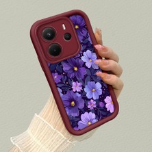 HONTINGA Xiaomi Redmi Note 14 ile Uyumlu Kılıfı Düşüme Önleyici Basitlik Anti Düşme Kamera Korumali Kalp Petalleri Bordo Desen Yumuşak Silikon Telefon Kılıfı Kadın ve Erkek Için Uygundur K2-7124