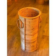 Doğal Rattan Vazo 60 cm Bohem Dekoratif Salon Ofis Işyeri Dekorasyon Bambu Vazo Ahşap Şemsiyelik