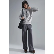 Hiccup Kadınlar Modal Dokulu Kapüşonlu Sweatshirt Ve Şerit Detaylı Pantolon Takımı Bersan Collection Gri
