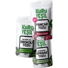 Kuru Yeşil Sebze Tozu Paketi – 300 Gr – Brokoli Tozu – Pancar Tozu – Ispanak Tozu – Doğal Sebze Tozu 3x100 Gr