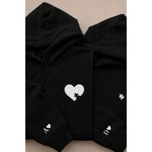Shain Kişiye Özel Tarih Harf Baskılı Sevgililer Günü Hediyesi Çift Kombin Siyah Sweatshirt