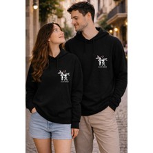 Shain Kişiye Özel Tarih Baskılı Sevgililer Günü Hediyesi Çift Kombin Siyah Sweatshirt