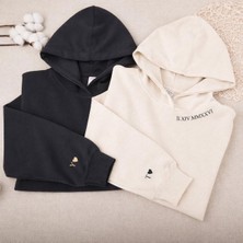 Shain Kişiye Özel Harf Tarih Yaka Baskılı Sevgililer Günü Hediyesi Çift Kombin Siyah Ekru Sweatshirt