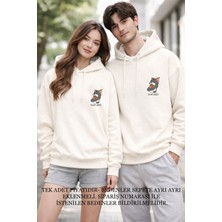 Shain Kişiye Özel Tarih Baskılı Sevgililer Günü Hediyesi Çift Kombin Ekru Sweatshirt