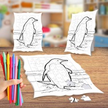 Asilmeydan Kutuplardaki Penguen Boyama Puzzle Tablo Çocuk Eğitici Yapboz