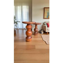 2’li Fındık Renk Ahşap Yan Sehpa Takımı