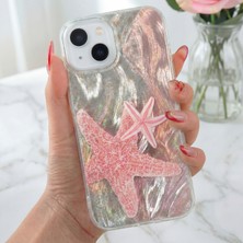 iPhone 13/14/15 Kılıf Hologramlı Pembe Deniz Yıldızı Desenli Darbe Emici Kamera Korumalı Silikon