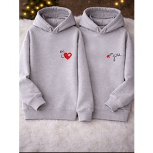 Shain You Me Sevgililer Günü HEDIYE14 Şubat Gri Kapşonlu Sweatshirth Hoodie