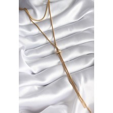 316L Çelik Gold Renk Tüp Zincir Asansör Model Kadın Kolye