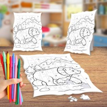 Asilmeydan Kış Mevsimi-Kutup Ayısı Boyama Puzzle Tablo Çocuk Eğitici Yapboz