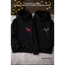 Shain You Me Sevgililer Günü HEDIYE14 Şubat Siyah Kapşonlu Sweatshirth Hoodie