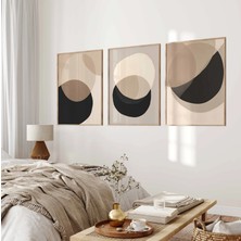 Pam Studio Bej Siyah Tonlarında Geometrik 3’lü Tablo Seti – Modern Minimal Duvar Dekoru