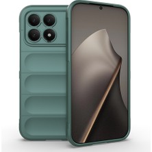 Khayra Poco F8 Pro Kılıf Esnek Tpu Oyuklu Arka Yüzey Tasarımlı Zore Etnik Silikon Kapak - Koyu Yeşil