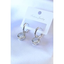 Zemira Home Gümüş Renk Zirkon Taşlı Pirinç Kadın Küpe