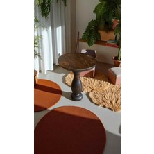 Tekli Ceviz Renk Doğal Ahşap Yan Sehpa Wooden Coffee Table