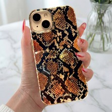 iPhone 13/14/15 Kılıf Hologramlı Yılan Derisi Desenli Darbe Emici Kamera Korumalı Silikon