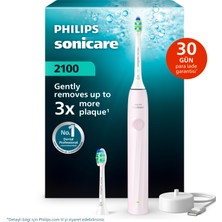 Philips Sonicare 2100 Sonic Şarjlı Diş Fırçası Toz Pembe, 3 Kat Plak Temizliği, 14 Gün Şarj Ömrü, 2 Hız Ayarı, +1 Başlık Hediyeli, Smarttimer ve Quadpacer Özellikli - HX4022/03