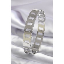 Zemira Home 316L Çelik Gümüş Renk Geçme Halka Model Kadın Kelepçe