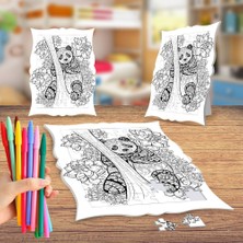 Asilmeydan Ağaçta Sevimli Panda Boyama Puzzle Tablo Çocuk Eğitici Yapboz