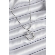 Zemira Home 316L Çelik Gümüş Renk Zirkon Taşlı Kadın Kolye