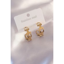 Zemira Home Çelik Gold Renk Tifanny Zincir Model Kadın Küpe