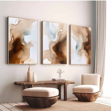Pam Studio Kahverengi Bej Tonlarında Soyut 3’lü Tablo Seti – Modern Minimal Duvar Dekoru