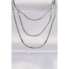 Zemira Home 316L Çelik Gümüş Renk Italyan Zincir Çoklu Kolye