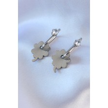 Zemira Home 316L Çelik Gümüş Renk Zirkon Taşlı Kadın Göçmen Küpesi