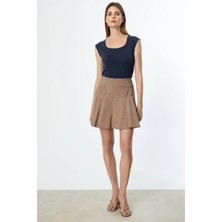 On Triko Volanlı Mini Etek 54207