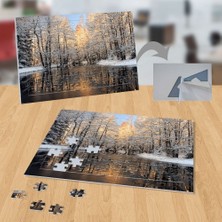 Asilmeydan Karlı Ağaçlar, Göl, Doğa 99 Parça Puzzle Yapboz Tablo-10320355