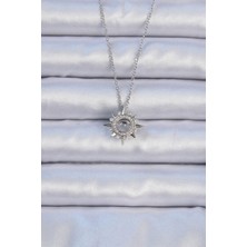 Zemira Home 316L Çelik Zincir Gümüş Renk Zirkon Taşlı Parlayan Yıldız Kolye