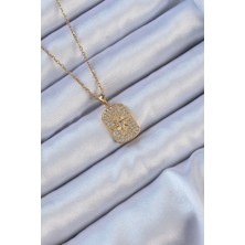 Zemira Home 316L Çelik Zincir Altın Renk Zirkon Taşlı Kutup Yıldızlı Vintage Kolye