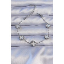 Zemira Home 316L Çelik Gümüş Renk Sedefli Baby Boy Yonca Model Bileklik